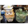 Image 1 : OWL COOKIE JAR AND CHERUB PLANTER