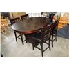 Image 1 : ROUND PUB HEIGHT DINING TABLE W/ LEAF AND 4 CHAIRS
