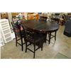 Image 2 : ROUND PUB HEIGHT DINING TABLE W/ LEAF AND 4 CHAIRS