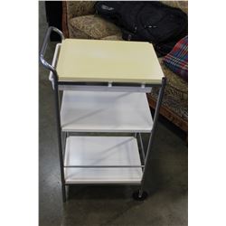 WHITE AND CHROME 3 TIER CART