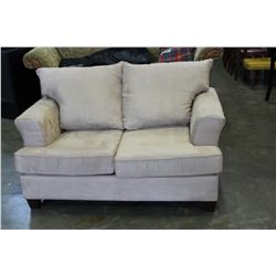 BEIGE MICROFIBER LOVESEAT