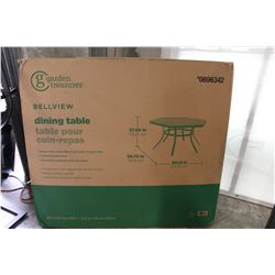 BELLVIEW PATIO DINING TABLE NEW IN BOX AND 6 CHAIRS