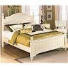 Image 1 : ASHLEY FURNITURE FLOOR MODEL QUEEN SIZE CONTEMPORARY WHITE BEDFRAME AND 2 MATCHING ENDTABLES RETAIL 