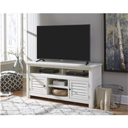 NEW ASHLEY SIGNATURE DESIGN WHITE FINISH CONTEMPORARY TV STAND WITH STORAGE RETAIL $1299