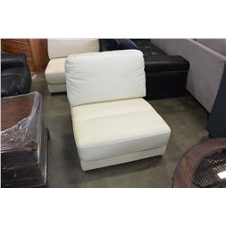 NEW CREAM GENUINE LEATHER SLIPPER CHAIR RETAIL $599