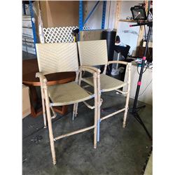 2 NEW ALUMINUM AND WICKER FRAMED TALL PATIO BARSTOOL