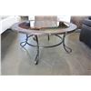 Image 3 : NEW ASHLEY FURNITURE ROUND RUSTIC MIRRORED GLASS TOP COFFEE TABLE RETAIL $599