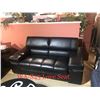 Image 2 : BRAND NEW MODERN BLACK GENUINE LEATHER LOVESEAT AND CHAIR, WITH ADJUSTABLE HEADRESTS, RETAIL $4899