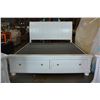 Image 2 : ASHLEY FLOOR MODEL WHITE KINGSIZE SLEIGH BEDFRAME WITH 2 STORAGE DRAWERS,TWO NIGHSTANDS, RETAIL $289