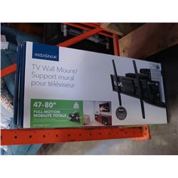 NEW OVERSTOCK INSIGNIA 47-80 INCH FULL MOTION POSITION TV WALL MOUNT, COMPLETE, UP TO 110LBS