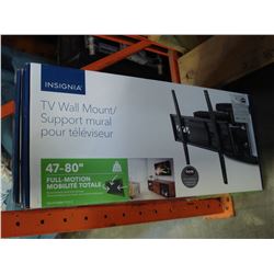 NEW OVERSTOCK INSIGNIA 47-80 INCH FULL MOTION POSITION TV WALL MOUNT, COMPLETE, UP TO 110LBS