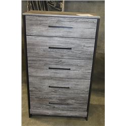 NEW ASHLEY SIGNATURE DESIGN RECLAIMED PATTERN 5 DRAWER CHEST OF DRAWERS, RETAIL $899