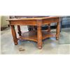 Image 3 : HEXAGON OAK AND WICKER COFFEE TABLE