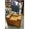 Image 1 : ANTIQUE OAK VANITY WITH TRIPLE SWING MIRROR