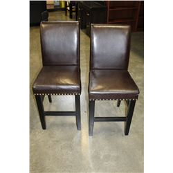 PAIR STUDDED LEATHER STOOLS