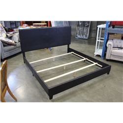 NEW ASHLEY KINGSIZE BROWN LEATHER PANEL PLATFORM BEDFRAME RETAIL $1099