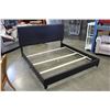 Image 1 : NEW ASHLEY KINGSIZE BROWN LEATHER PANEL PLATFORM BEDFRAME RETAIL $1099