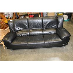 BLACK LEATHER SOFA WITH CHROME LEGS