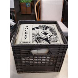 BLACK CRATE OF SPORTS CARDS