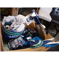 BOX OF CANUCKS COLLECTIBLES