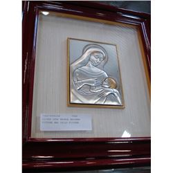 SILVER OVER BRONZE MADONNA PICTURE AND CHILD PICTURE