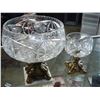 Image 1 : 2 CRYSTAL AND BRASS CANDY DISHES