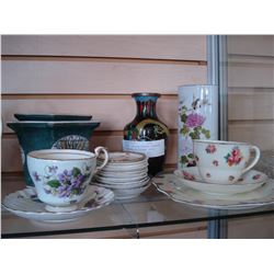3 PIECE DOULTON TEASET PARAGON CUP SAUCER CLOISONNE STYLE VASE AND PIN DISHES ETC