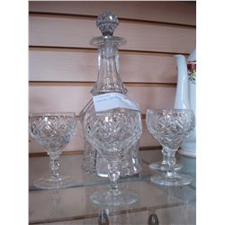 CRYSTAL DECANTER AND 4 GLASSES