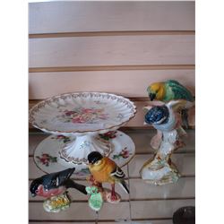 STAFFORDSHIRE PLATES AND BESWICK BIRDS ETC