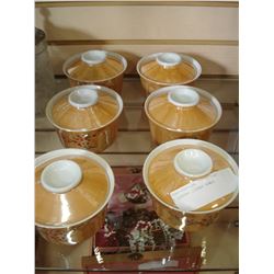 6 LUSTRE LIDDED BOWLS