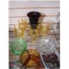 Image 1 : COLORED GLASSWARE AND THUMB PRINT GLASSES