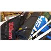 Image 2 : LOT OF TENNIS RACQUETS BAGS AND DUMBELLS WITH CURL BROOMS