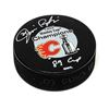 Image 1 : Jim Peplinski Calgary Flames Signed 1989 Stanley Cup Hockey Puck with 89 Cup Note