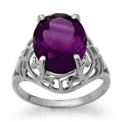 4.50 CTW Amethyst Ring 14K White Gold - REF-30N8Y - 13601