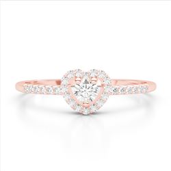 0.33 CTW Micro Pave VS/SI Diamond Halo Heart Ring 14K Rose Gold - REF-30T5M - 22597