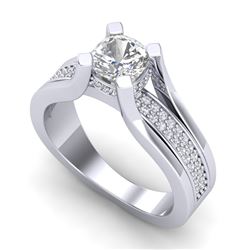 1.7 CTW Cushion VS/SI Diamond Solitaire Micro Pave Ring 18K White Gold - REF-472T8M - 37163
