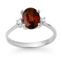 1.54 CTW Garnet & Diamond Ring 10K White Gold - REF-22W2F - 12466