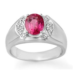 3.15 CTW Pink Sapphire & Diamond Men's Ring 10K White Gold - REF-61Y8K - 13414