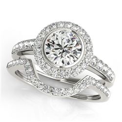 1.91 CTW Certified VS/SI Diamond 2Pc Wedding Set Solitaire Halo 14K White Gold - REF-414N2Y - 31280