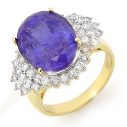 11.25 CTW Tanzanite & Diamond Ring 14K Yellow Gold - REF-389A3X - 14516