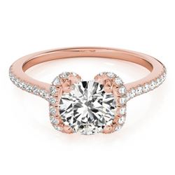 1.33 CTW Certified VS/SI Diamond Solitaire Halo Ring 18K Rose Gold - REF-371F5N - 26183