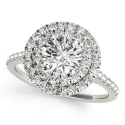 1 CTW Certified VS/SI Diamond Solitaire Halo Ring 18K White Gold - REF-144W5F - 26215