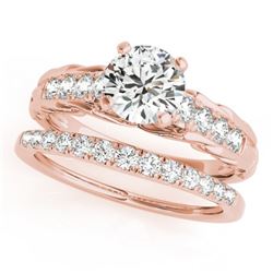1.04 CTW Certified VS/SI Diamond Solitaire 2Pc Wedding Set 14K Rose Gold - REF-200A4X - 31647