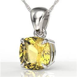 1.50 Cushion Cut CTW Citrine Designer Solitaire Necklace 18K White Gold - REF-24F2N - 21938