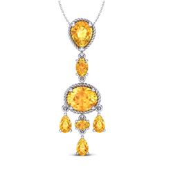 8 CTW Citrine Necklace Designer Vintage 10K White Gold - REF-34N4Y - 20399
