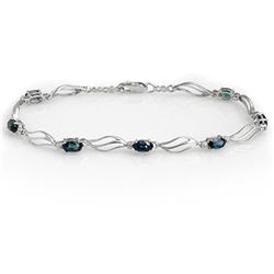 3.02 CTW Blue Sapphire & Diamond Bracelet 10K White Gold - REF-39M8H - 10849