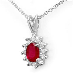 0.51 CTW Ruby & Diamond Pendant 14K White Gold - REF-16T8M - 12623