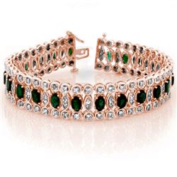 14.50 CTW Emerald & Diamond Bracelet 14K Rose Gold - REF-411A8X - 11516