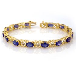 12.05 CTW Tanzanite & Diamond Bracelet 10K Yellow Gold - REF-94T4M - 10904