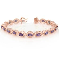 18.0 CTW Tanzanite Bracelet 14K Rose Gold - REF-123X6T - 11330